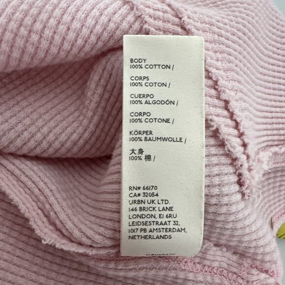 We The Free Shirt Womens XS Pink Waffle Boxy Boho Peasant Thermal Off Shoulder - Picture 9 of 13